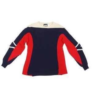 Vtg 80s DETAIL Ski Wear Padded  Red White Blue Pullover Sweater Womens sz L /745
